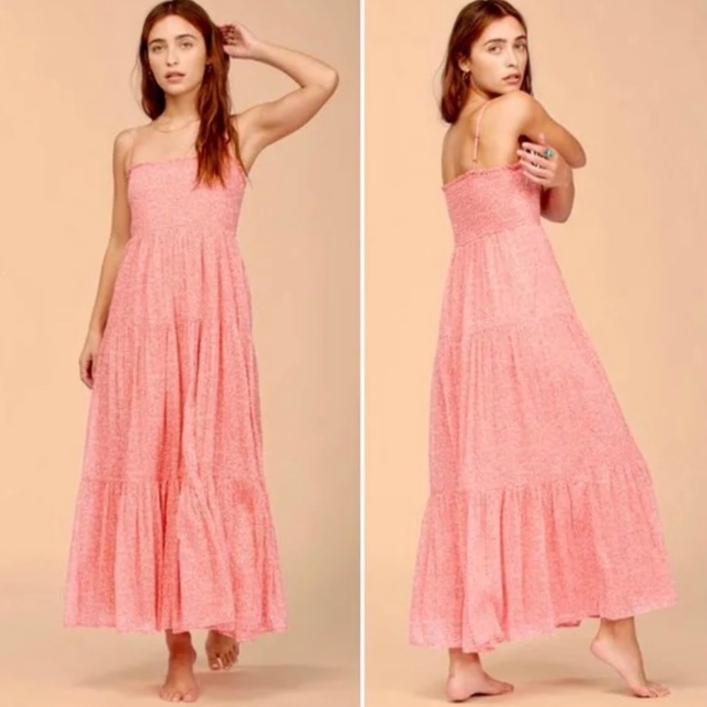Billabong x Wrangler Prairie Days Eco Cotton Tiered Maxi Dress Medium NWOT